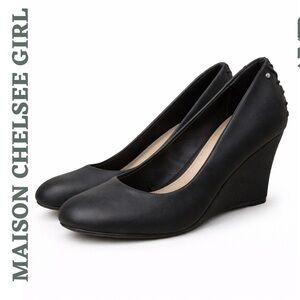 Maison Chelsea Girl Black Wedge Pumps Memory Foam Size 11